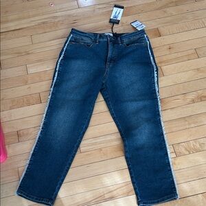 Blue Denim Jeans with White Side Stripes